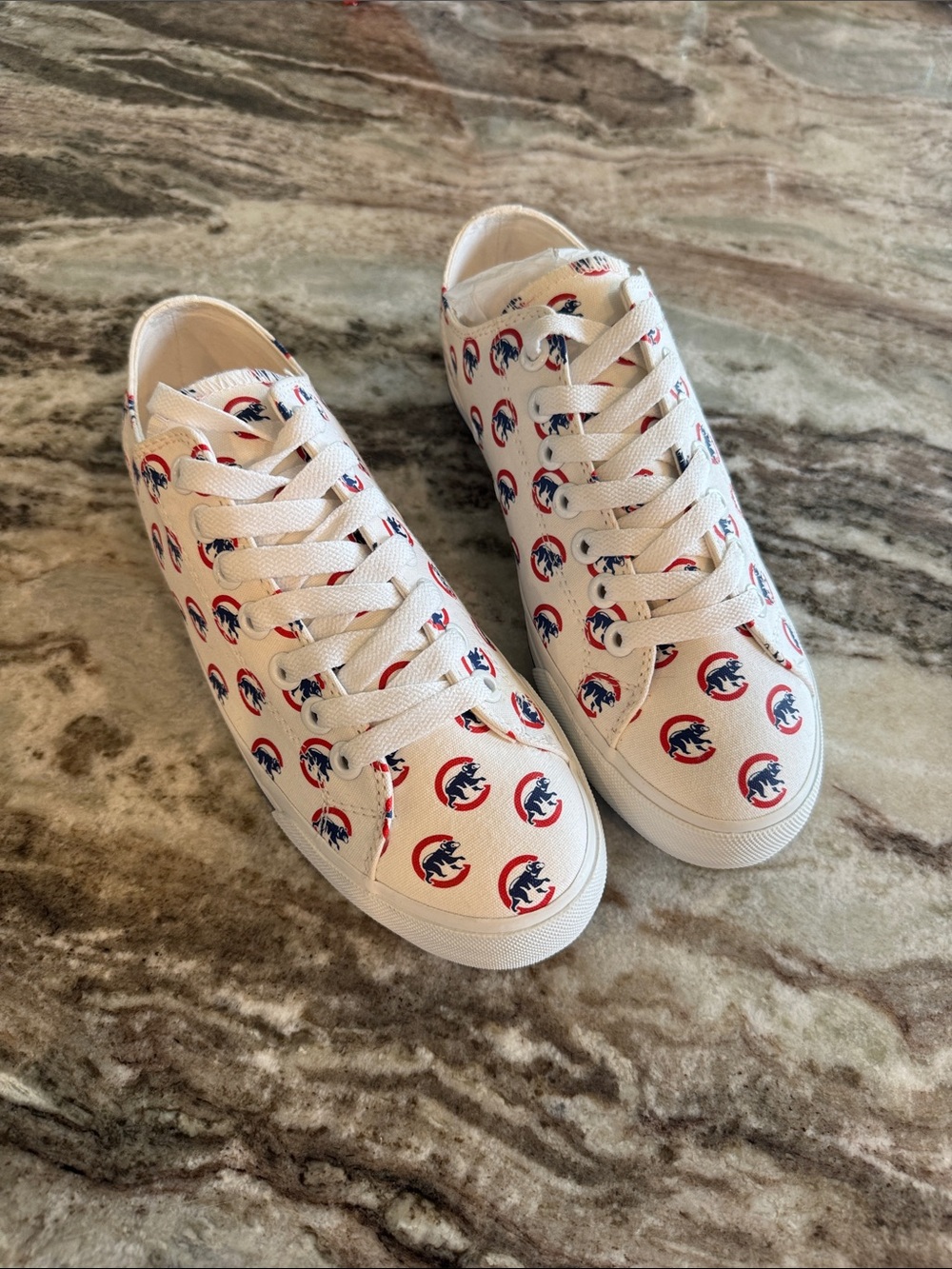 Chicago Cubs White Canvas Sneakers